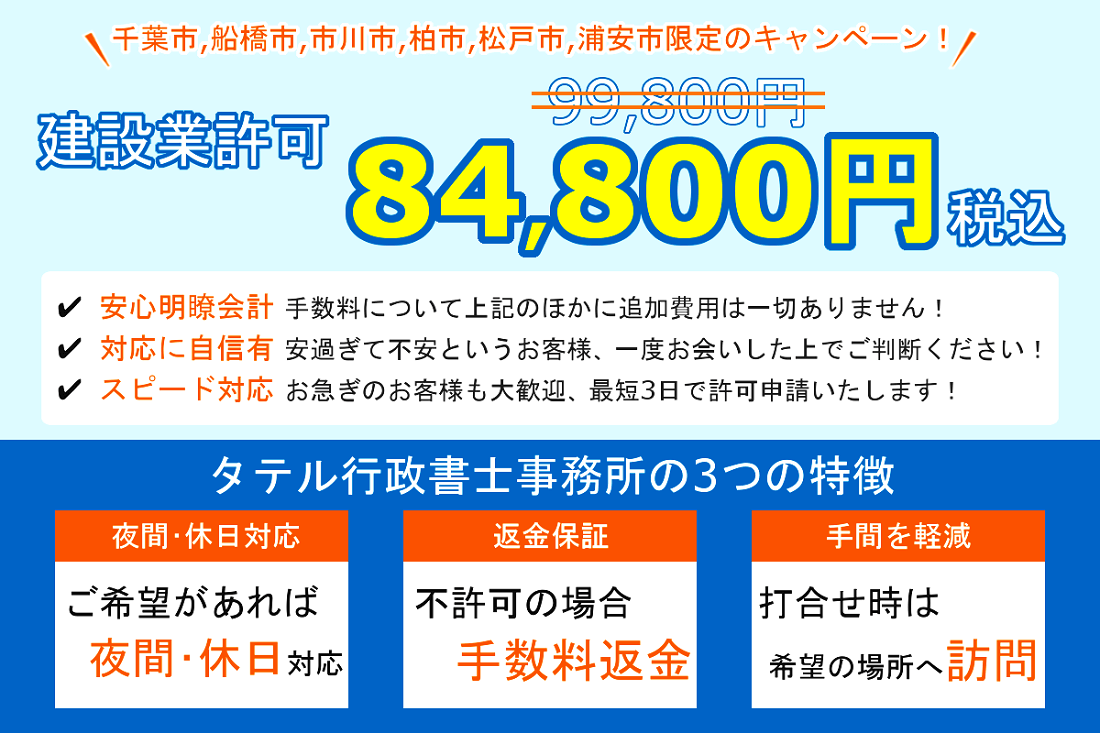 千葉県の建設業許可を格安84,800円で代行！"