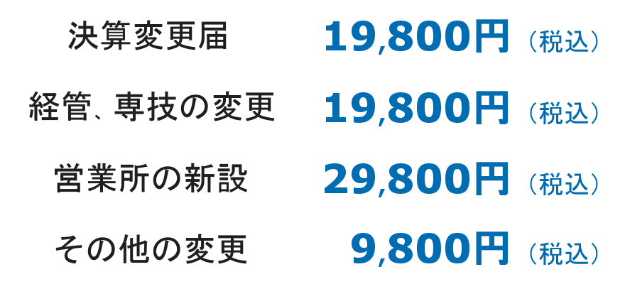 決算19,800円、経管・専技19,800円、営業所29,800円、その他9,800円